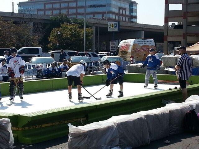 Synthetic ice hockey game