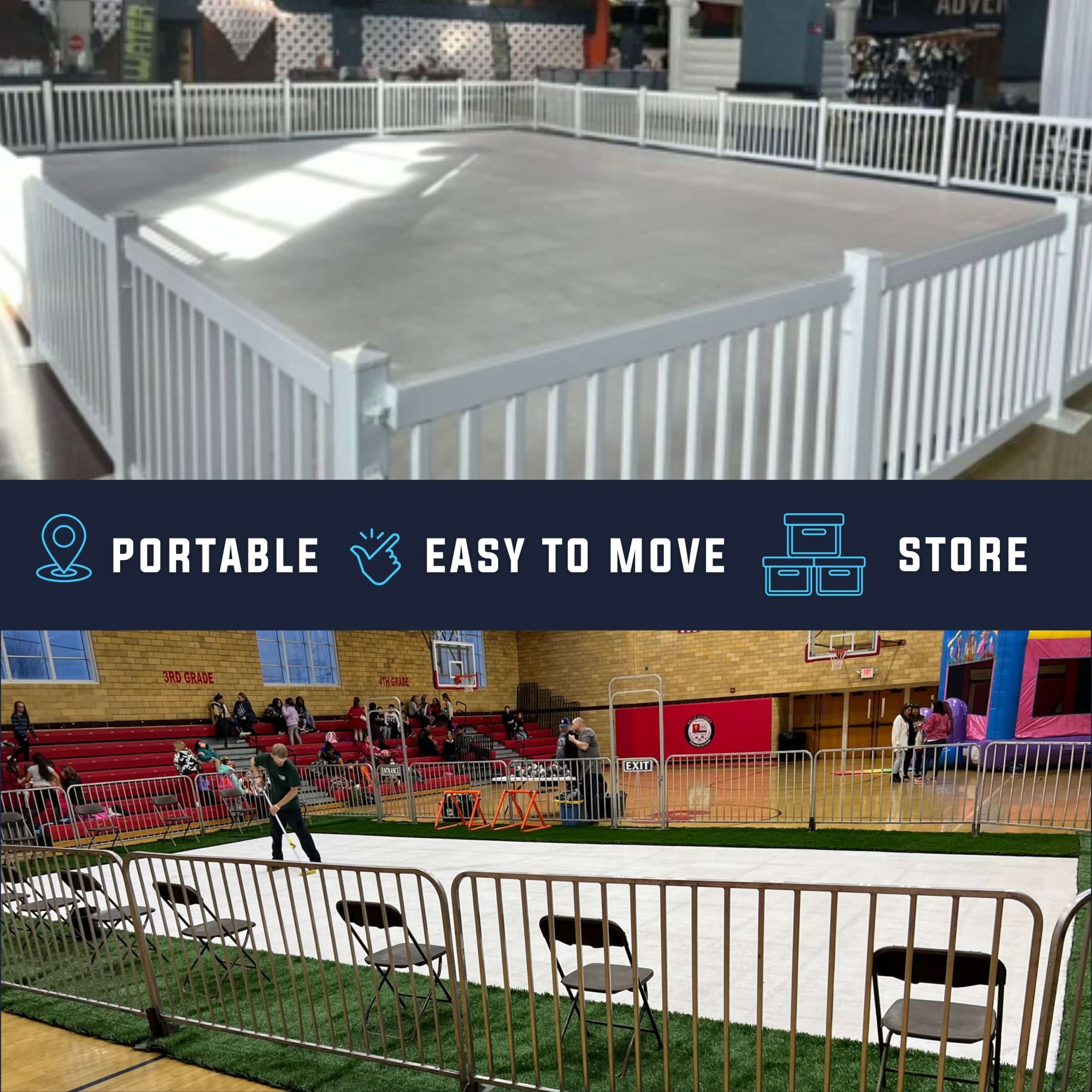Skate Anytime Bronze Synthetic Ice Rink – 20'x40' Rental Rink for