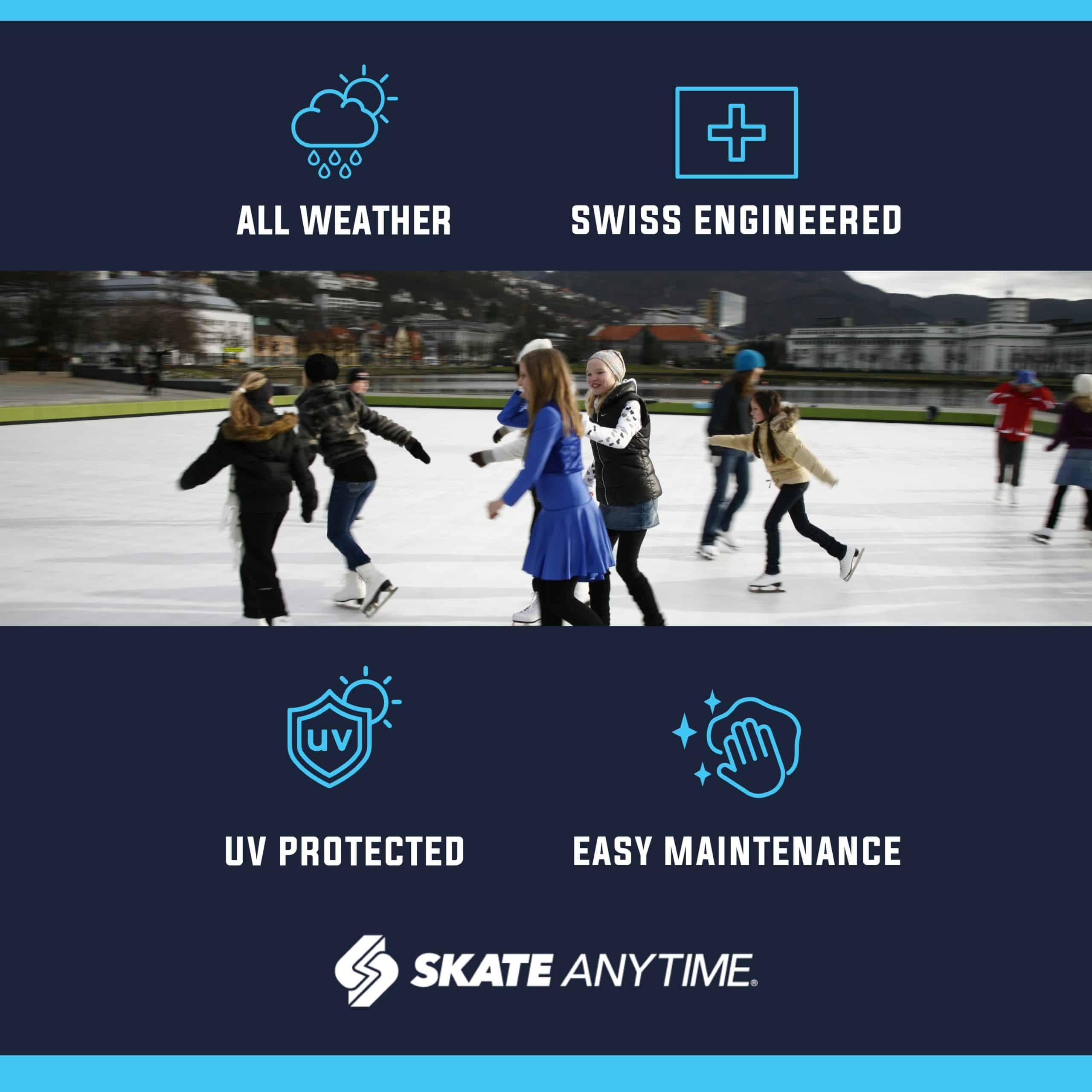 Skate Anytime Bronze Synthetic Ice Rink – 20'x40' Rental Rink for